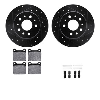 R1 Concepts® - eLINE Series Drilled and Slotted Rear Brake Kit with Ceramic Pads