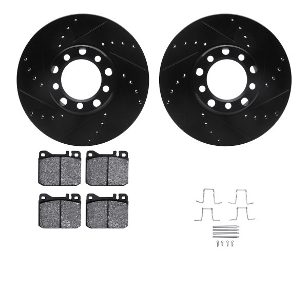  R1 Concepts® - eLINE Series Drilled and Slotted Front Brake Kit with Ceramic Pads