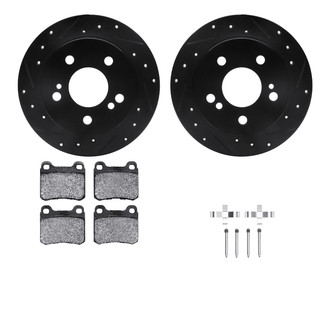 R1 Concepts® - eLINE Series Drilled and Slotted Rear Brake Kit with Ceramic Pads