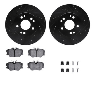 R1 Concepts® - eLINE Series Drilled and Slotted Front Brake Kit with Ceramic Pads