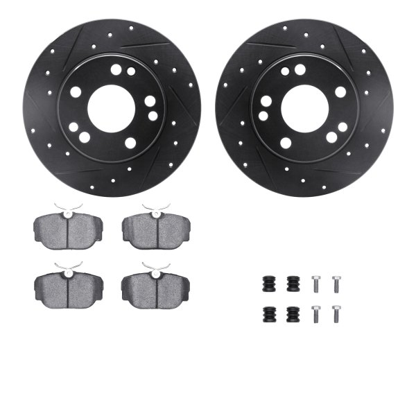  R1 Concepts® - eLINE Series Drilled and Slotted Front Brake Kit with Ceramic Pads