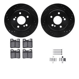 R1 Concepts® - eLINE Series Drilled and Slotted Rear Brake Kit with Ceramic Pads
