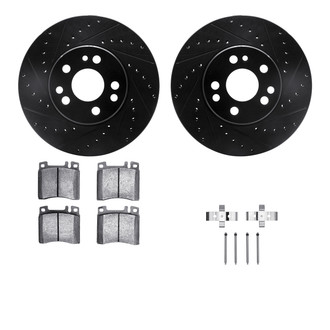 R1 Concepts® - eLINE Series Drilled and Slotted Front Brake Kit with Ceramic Pads