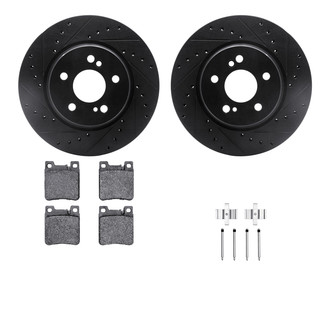 R1 Concepts® - eLINE Series Drilled and Slotted Rear Brake Kit with Ceramic Pads