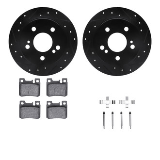 R1 Concepts® - eLINE Series Drilled and Slotted Rear Brake Kit with Ceramic Pads
