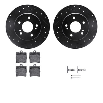 R1 Concepts® - eLINE Series Drilled and Slotted Rear Brake Kit with Ceramic Pads