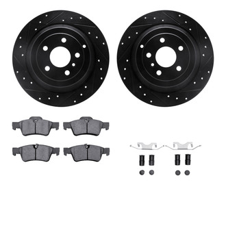 R1 Concepts® - eLINE Series Drilled and Slotted Rear Brake Kit with Ceramic Pads