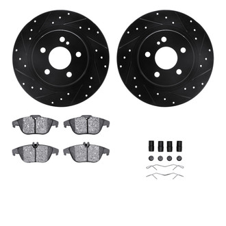 R1 Concepts® - eLINE Series Drilled and Slotted Rear Brake Kit with Ceramic Pads