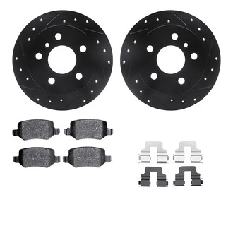 R1 Concepts® - eLINE Series Drilled and Slotted Rear Brake Kit with Ceramic Pads