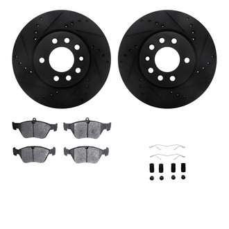 R1 Concepts® - eLINE Series Drilled and Slotted Front Brake Kit with Ceramic Pads