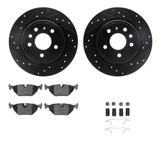 R1 Concepts® - eLINE Series Drilled and Slotted Rear Brake Kit with Ceramic Pads