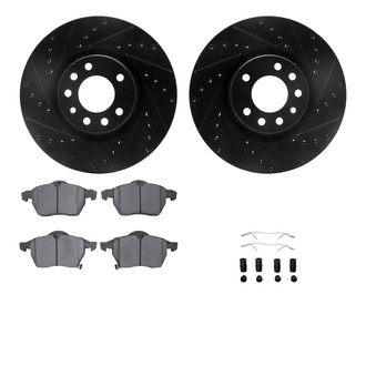 R1 Concepts® - eLINE Series Drilled and Slotted Front Brake Kit with Ceramic Pads