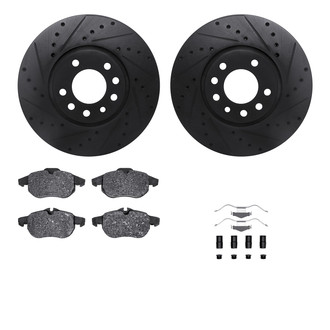 R1 Concepts® - eLINE Series Drilled and Slotted Front Brake Kit with Ceramic Pads