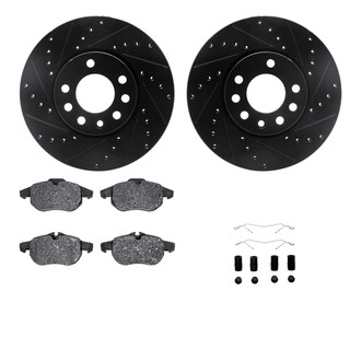 R1 Concepts® - eLINE Series Drilled and Slotted Front Brake Kit with Ceramic Pads