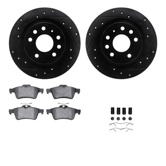 R1 Concepts® - eLINE Series Drilled and Slotted Rear Brake Kit with Ceramic Pads