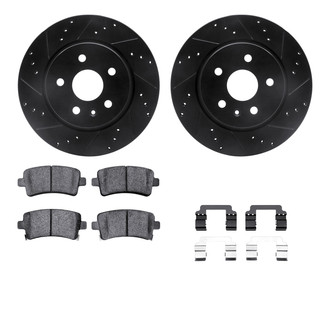 R1 Concepts® - eLINE Series Drilled and Slotted Rear Brake Kit with Ceramic Pads