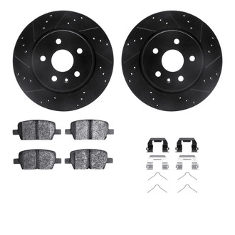 R1 Concepts® - eLINE Series Drilled and Slotted Rear Brake Kit with Ceramic Pads