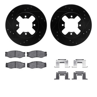 R1 Concepts® - eLINE Series Drilled and Slotted Front Brake Kit with Ceramic Pads