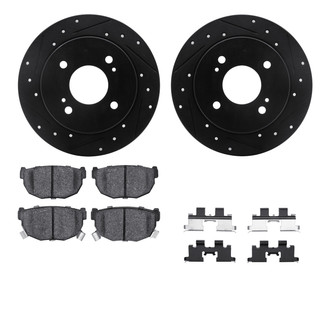 R1 Concepts® - eLINE Series Drilled and Slotted Rear Brake Kit with Ceramic Pads