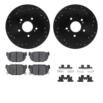 R1 Concepts® - eLINE Series Drilled and Slotted Rear Brake Kit with Ceramic Pads
