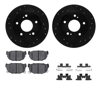 R1 Concepts® - eLINE Series Drilled and Slotted Rear Brake Kit with Ceramic Pads