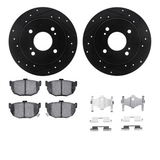 R1 Concepts® - eLINE Series Drilled and Slotted Rear Brake Kit with Ceramic Pads