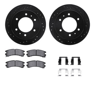 R1 Concepts® - eLINE Series Drilled and Slotted Rear Brake Kit with Ceramic Pads