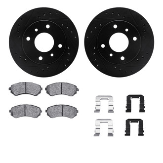 R1 Concepts® - eLINE Series Drilled and Slotted Front Brake Kit with Ceramic Pads