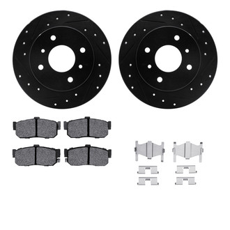 R1 Concepts® - eLINE Series Drilled and Slotted Rear Brake Kit with Ceramic Pads
