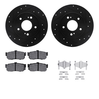 R1 Concepts® - eLINE Series Drilled and Slotted Rear Brake Kit with Ceramic Pads