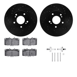 R1 Concepts® - eLINE Series Drilled and Slotted Front Brake Kit with Ceramic Pads
