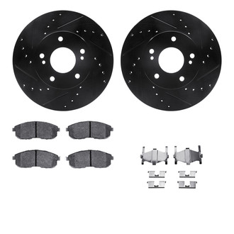 R1 Concepts® - eLINE Series Drilled and Slotted Front Brake Kit with Ceramic Pads