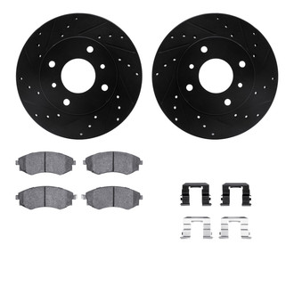 R1 Concepts® - eLINE Series Drilled and Slotted Front Brake Kit with Ceramic Pads