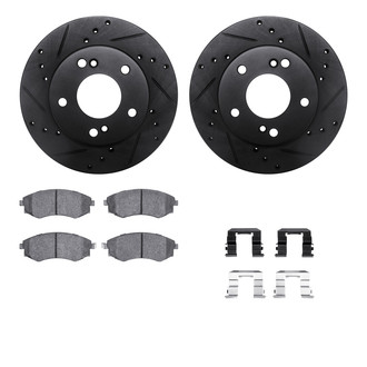 R1 Concepts® - eLINE Series Drilled and Slotted Front Brake Kit with Ceramic Pads