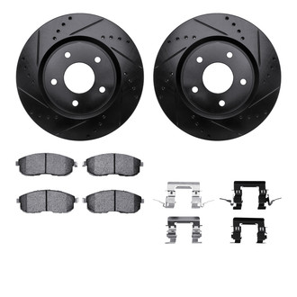 R1 Concepts® - eLINE Series Drilled and Slotted Front Brake Kit with Ceramic Pads