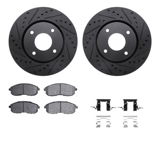 R1 Concepts® - eLINE Series Drilled and Slotted Front Brake Kit with Ceramic Pads