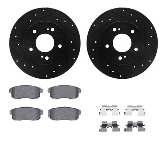 R1 Concepts® - eLINE Series Drilled and Slotted Rear Brake Kit with Ceramic Pads