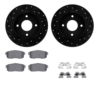 R1 Concepts® - eLINE Series Drilled and Slotted Rear Brake Kit with Ceramic Pads