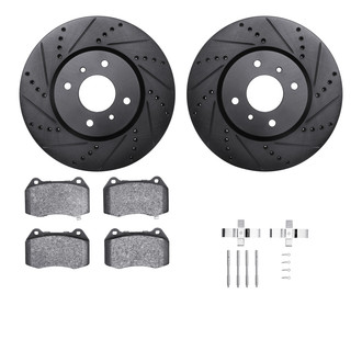 R1 Concepts® - eLINE Series Drilled and Slotted Front Brake Kit with Ceramic Pads