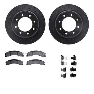 R1 Concepts® - eLINE Series Drilled and Slotted Rear Brake Kit with Ceramic Pads