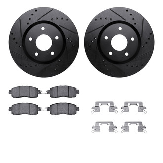 R1 Concepts® - eLINE Series Drilled and Slotted Front Brake Kit with Ceramic Pads