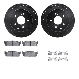 R1 Concepts® - eLINE Series Drilled and Slotted Rear Brake Kit with Ceramic Pads