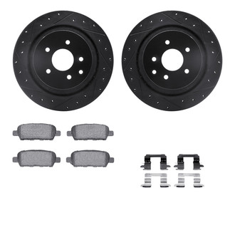 R1 Concepts® - eLINE Series Drilled and Slotted Rear Brake Kit with Ceramic Pads