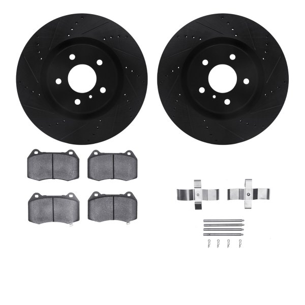  R1 Concepts® - eLINE Series Drilled and Slotted Front Brake Kit with Ceramic Pads