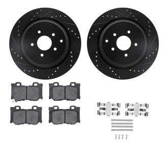 R1 Concepts® - eLINE Series Drilled and Slotted Rear Brake Kit with Ceramic Pads
