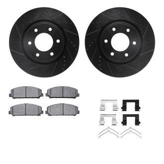 R1 Concepts® - eLINE Series Drilled and Slotted Front Brake Kit with Ceramic Pads