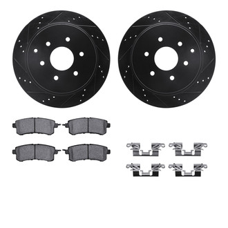 R1 Concepts® - eLINE Series Drilled and Slotted Rear Brake Kit with Ceramic Pads