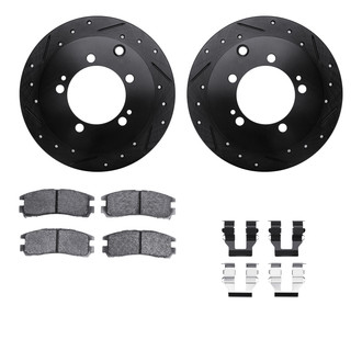 R1 Concepts® - eLINE Series Drilled and Slotted Rear Brake Kit with Ceramic Pads