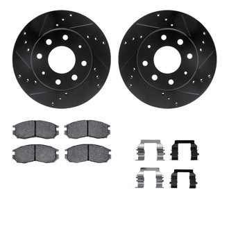 R1 Concepts® - eLINE Series Drilled and Slotted Front Brake Kit with Ceramic Pads