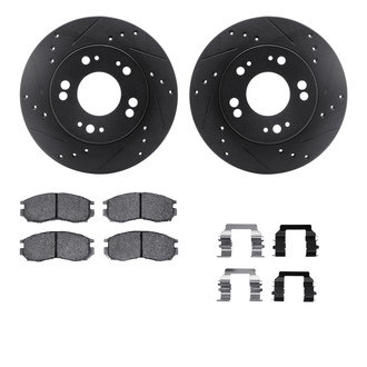 R1 Concepts® - eLINE Series Drilled and Slotted Front Brake Kit with Ceramic Pads